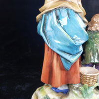 Thumbnail for Volkstedt Figurine Porcelain Woman Child Dog Crown N Mark 30cm/12in German 1489g8