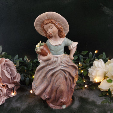 Pons Collection Handcrafted Ceramic GirlFigurine with Flowers Chip Flower  0