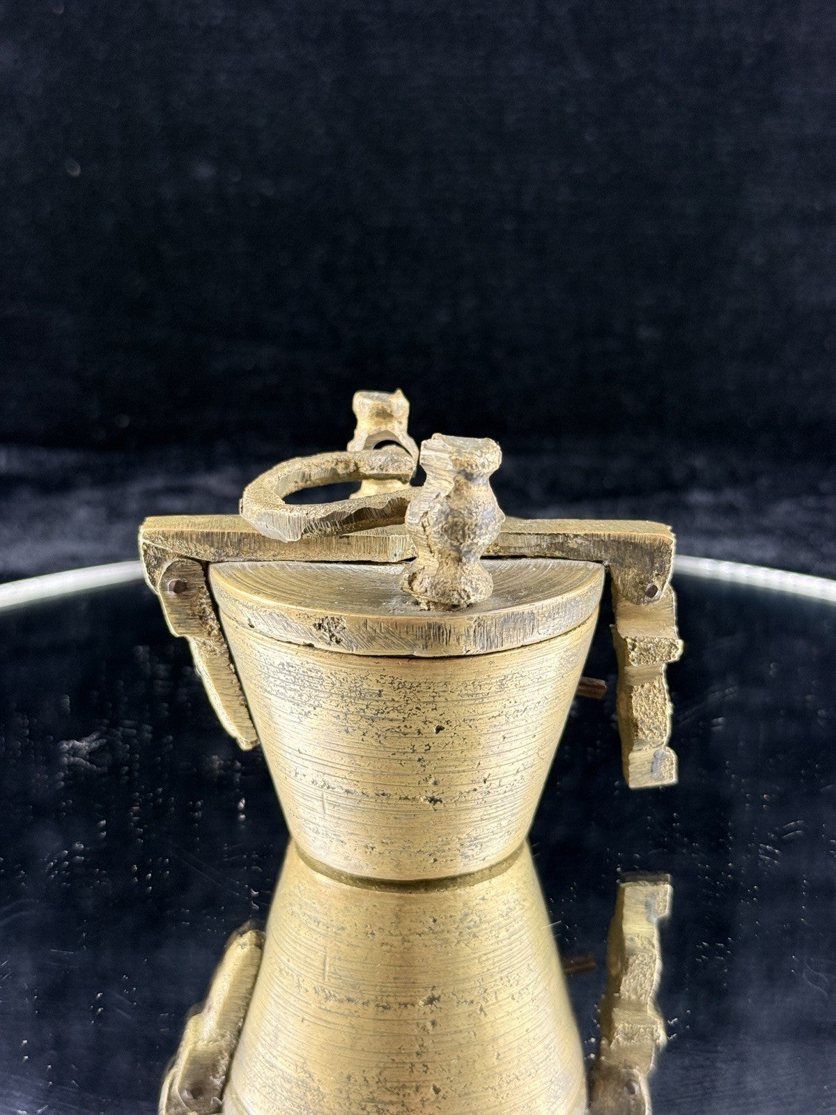 Antique Indian Brass Travel Nesting Cups with Lidded Case â 5 Pc Set 646g Scal10