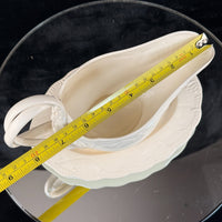 Thumbnail for Classical Leedsware Creamware Gravy Boat & Underplate Set England Embossed 8.5