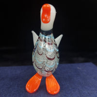 Thumbnail for Handmade Glass Figurine Duck Orange Feet Clear Wings Bird Ornament Good Boxed 3