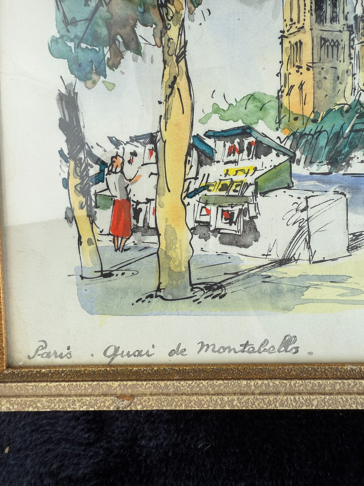 Parisian Street Scene Watercolors -Etchings by "Bauss" and "Lassu" Set of 24