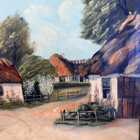 Thumbnail for Original Oil Painting on Canvas Signed Y. Holm - Thatched Landscape Cottages5
