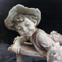 Thumbnail for G. Figurine Armani 1990 Boy Bench with Dog Signed Sculpture Vintage 7.5in deco.4