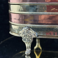 Thumbnail for Vintage Copper & Brass Planter Jardiniere 9.5” Footed Oval Hammered Floral deco2