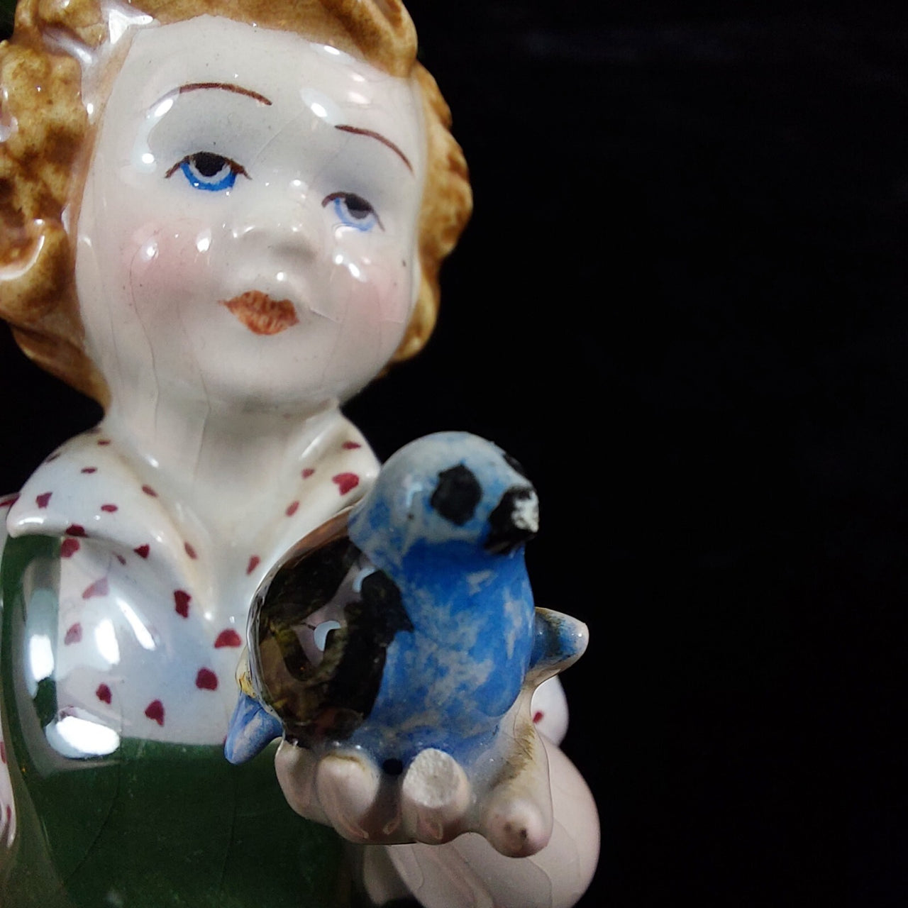 Vintage Italian Porcelain Figurine Mid Century Bird Boy Damaged Beak Ornament12