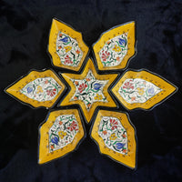Thumbnail for Ceramic Floral Yellow Star Dish Set – Turkish Style 7-Piece Decorative Handmade2