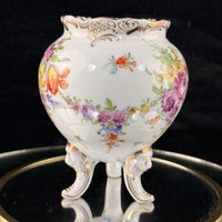 Thumbnail for 19th century antique Dresden Porcelain Vase Floral Tripod Legs 19th C Repaired2