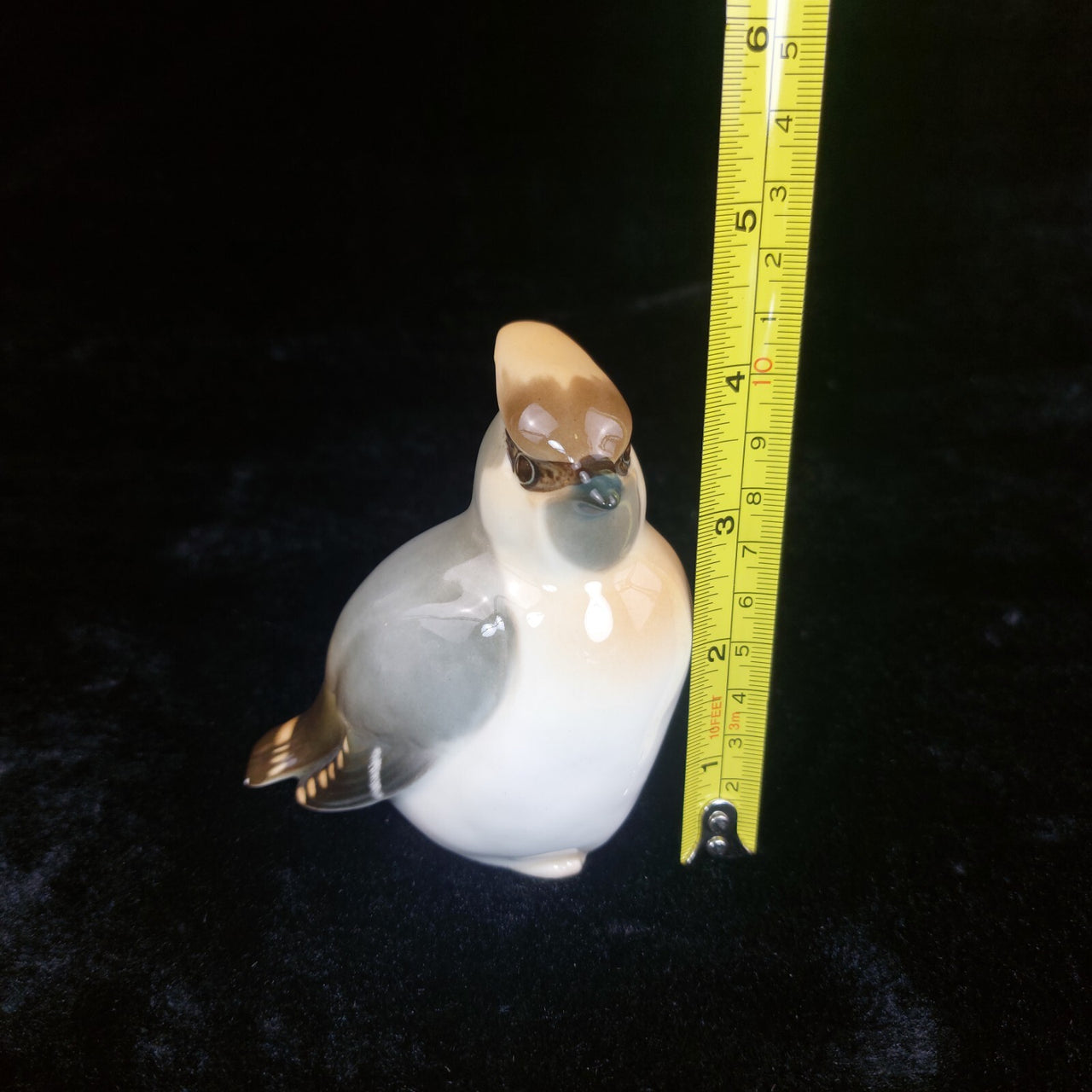 USSR Porcelain Cedar Waxwing Figurine Bird 4" Vintage Russian see the pics Gloss7