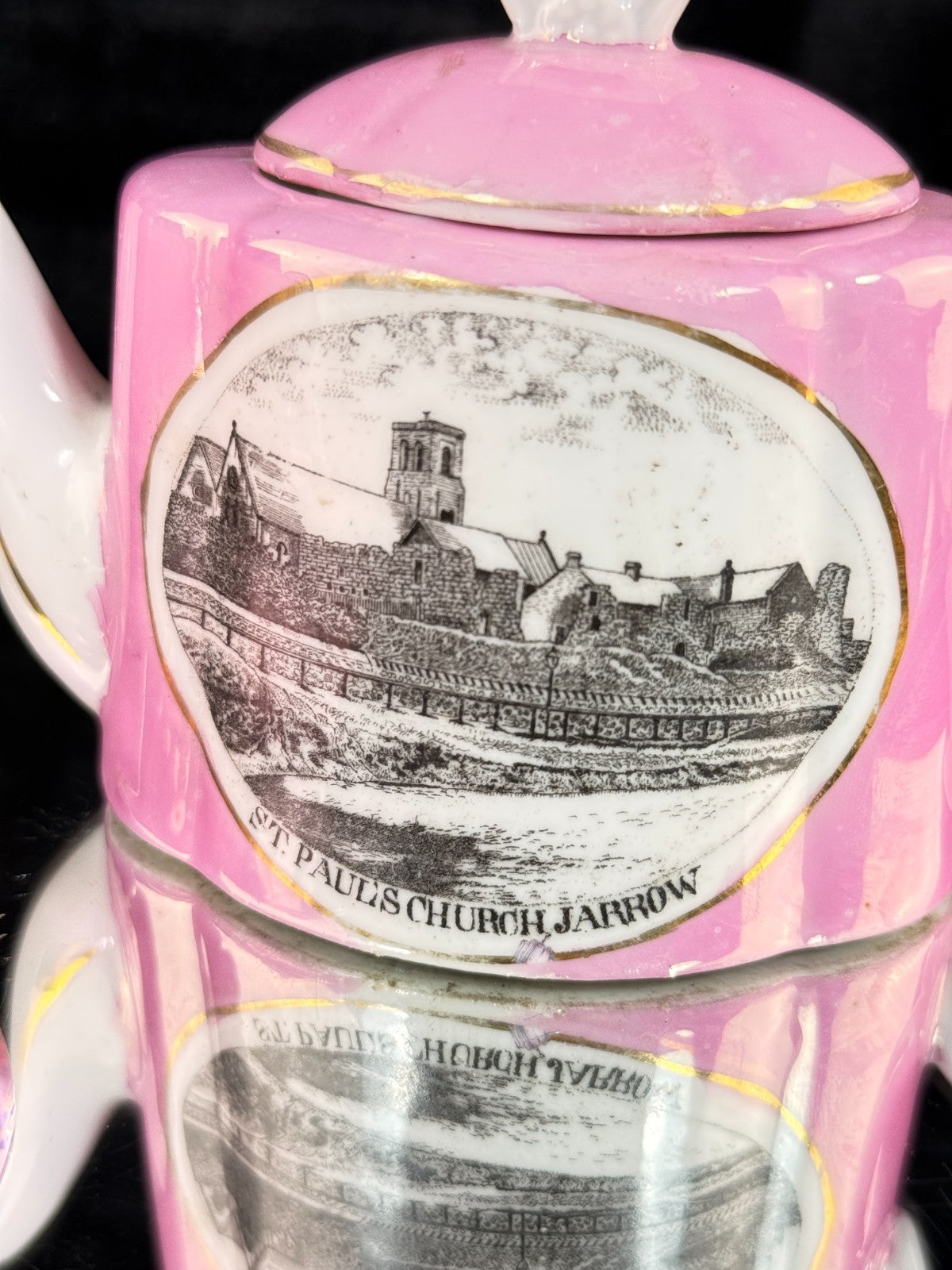 Clear & Pink Collectibles Lot - Miniature Souvenir Teapot & Crystal Diamond Rare3
