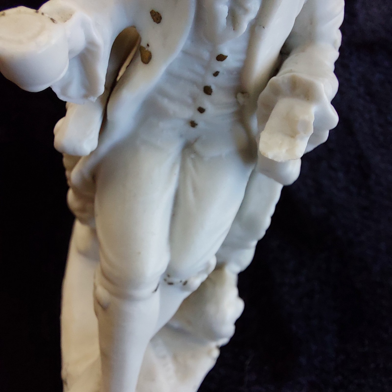 Antique Figurine Bisque 4in Seated Man with Dog White Porcelain Worn & Damaged11
