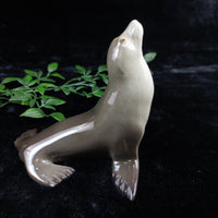 Thumbnail for 1980s Lomonosov Sea Lion Figurine USSR Porcelain - Marine Life Sculpture Glazed.2