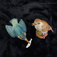 Thumbnail for Royal Worcester Kingfisher & Thrush Bird Figurines England ceramic repaired1
