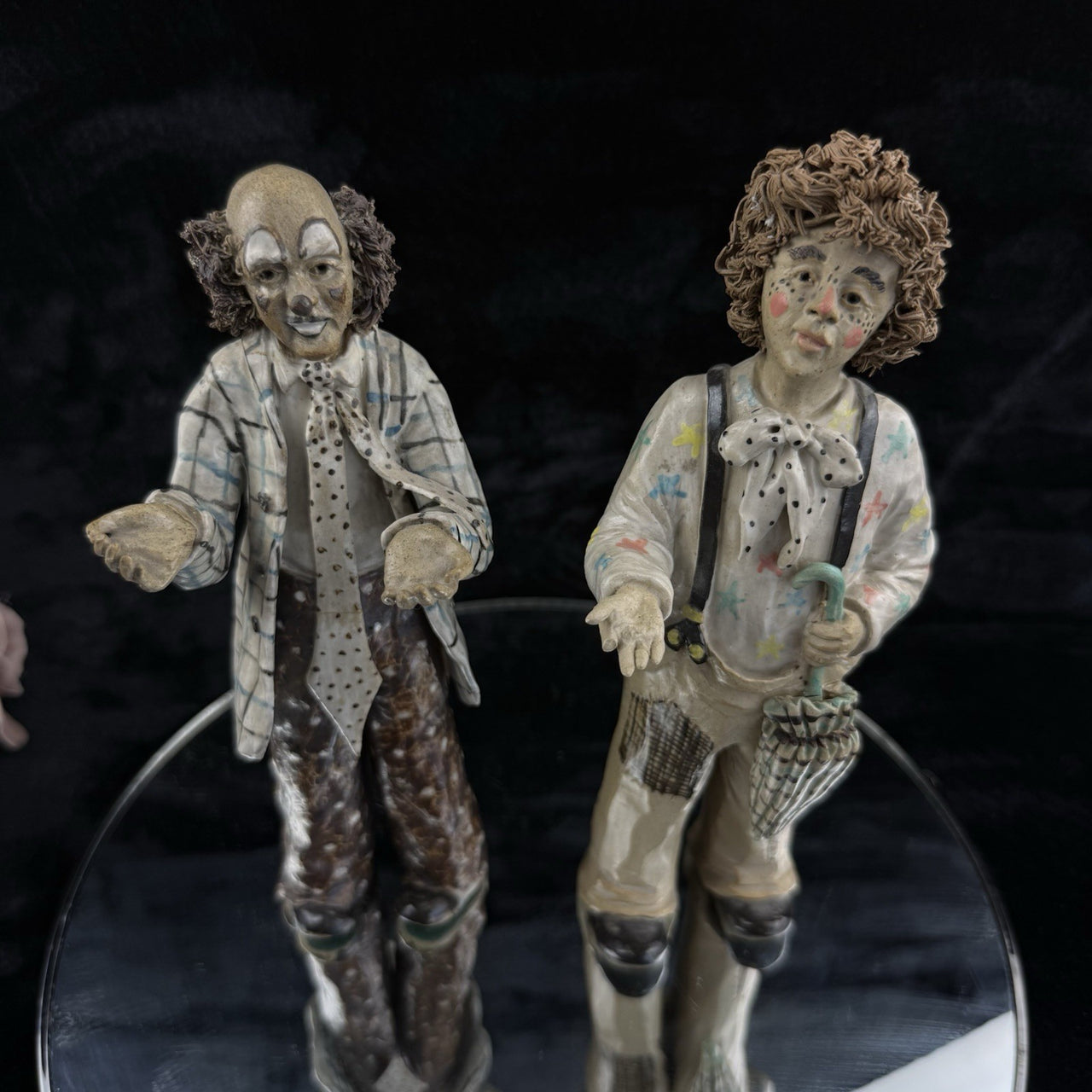 Vintage Rare Signed by JR Art Pottery Clown Clay Figurines Lot of 221