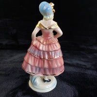 Thumbnail for Vintage rare Porcelain Lady Figurine Ruffled Pink Dress Gold Accents Unbranded5