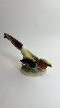 Thumbnail for Rare Art Deco Keramos Wien Porcelain Golden Pheasant Figurine - Made in Austria12
