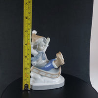 Thumbnail for Vintage German Porcelain Child on Sled Figurine Winter Scene Ornament 12cm15