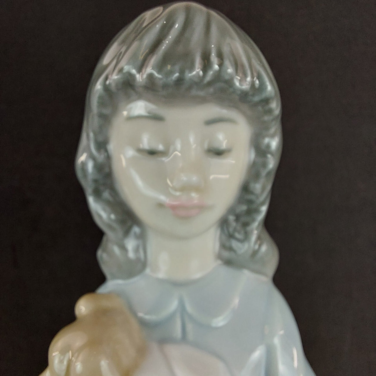 NAO Handmade Beautiful Porcelain Young ladyl with Puppy Figurine - 8.9" - 1990.16