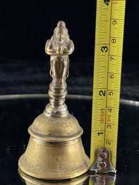 Thumbnail for Antique Indian Puja Brass Bell 3.5â Hindu Temple Ritual Handbell Deity Handle2