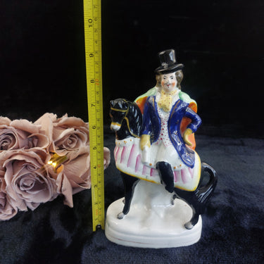 Rare antique Staffordshire 1860s Figurine – Man on Horseback, 9