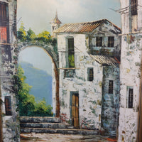 Thumbnail for Vintage Framed Oil Painting Signed by Maria European Village Scene Gold Frame5