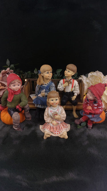 Candy Designs Rare Norway Children Figurines Set – Mixed Conditions, With Bench 1