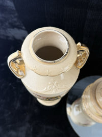 Thumbnail for Antique English Alton Ware Urns Set Hand Painted Roses Gilded Porcelain Vase Set18