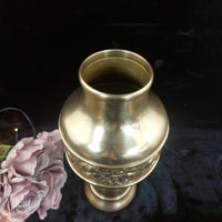 Thumbnail for Vtg/ Antique Brass Vase Embossed Floral Design   Decor Patina Dent Wear 13