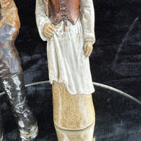 Thumbnail for Vintage  Signed by JR Art Pottery fisherman and wife clay figurine set of 2 Rare13
