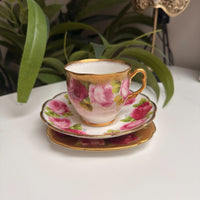 Thumbnail for Royal Albert Old English Rose Trio Set Cup Saucer Plate Pink Red Floral Gilded.11