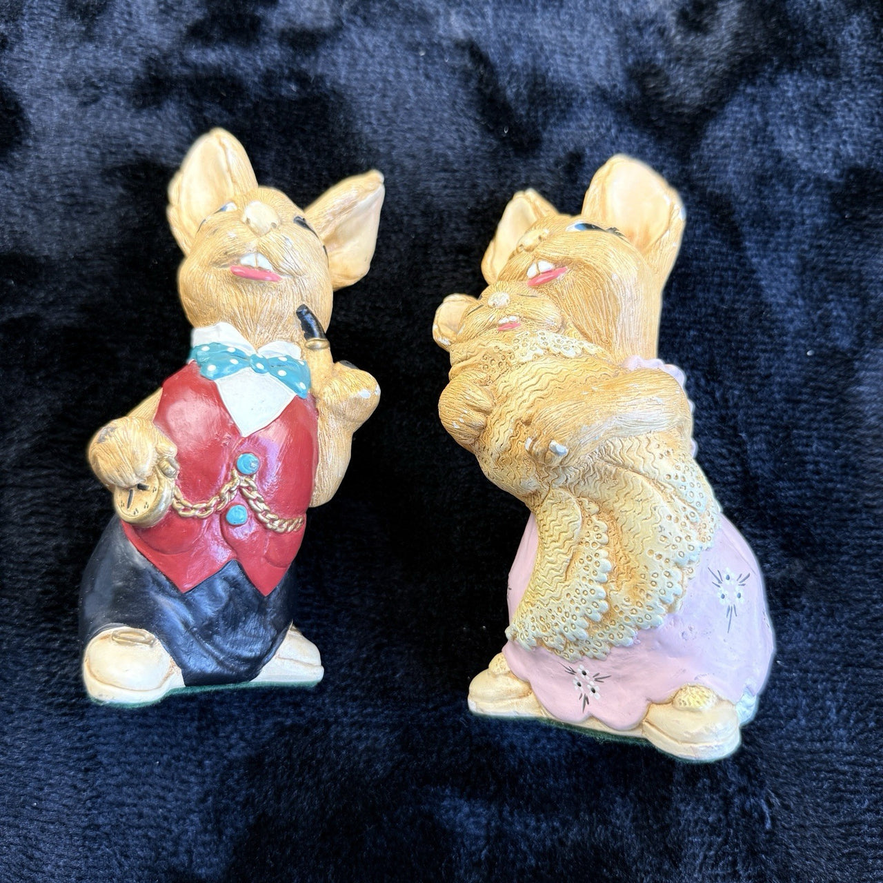 Rare Vintage Pepinware HandPainted Rabbit Figurines Mr. & Mrs. Flopsy Wallasey16