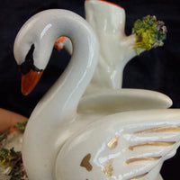 Thumbnail for Antique staffordshire Swan Victorian Spill Vase Porcelain 4.5
