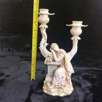Thumbnail for Antique German Victorian Porcelain Flowerscandle hold Candelabra Lady Gold Gilt1
