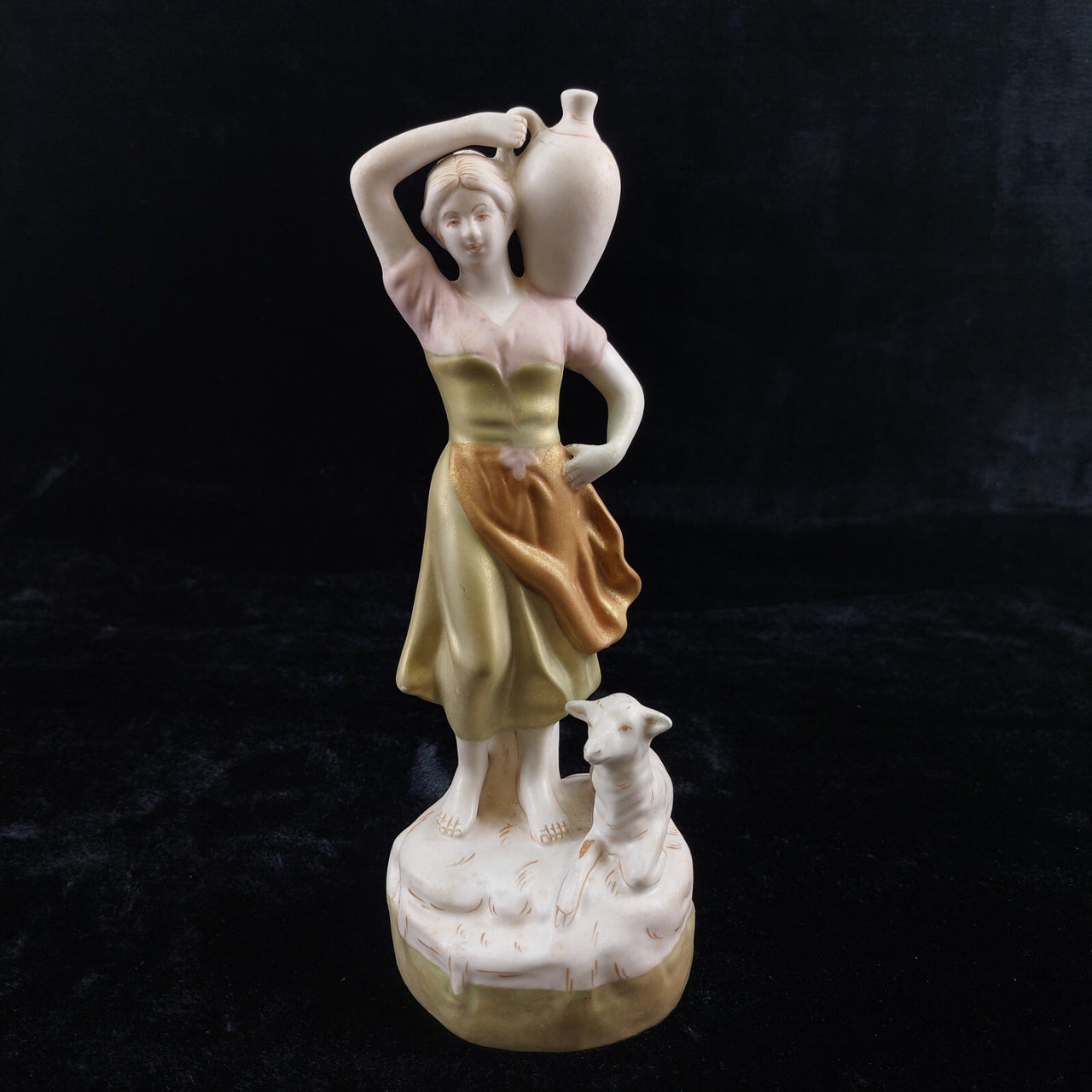 Royal Dux Silky   Figurine  Porcelain -Woman with Water Jug and Dog 1960–1978 .1