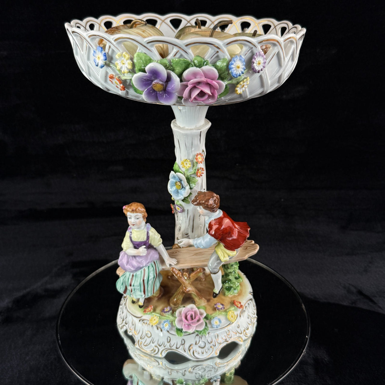 Rare Antique 13" Von Schierholz Porcelain Centerpiece Sculpture Bowl -see pics2