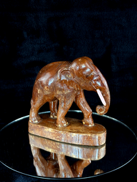 Thumbnail for Hand Wooden Carved Elephant Pair – India Figures with Pink Resin Tusks 7 Vintag6