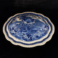 Thumbnail for Adams Cattle Scenery Blue Transferware Tureen with Lid 11