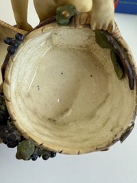Thumbnail for Antique Putti Planter Figurine with Wicker Baskets and Berries - Majolica Style22