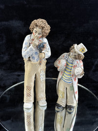 Thumbnail for Rare Signed Art Pottery Clay Clowns Figures - Pair by JR Figurine Italy Medium d3