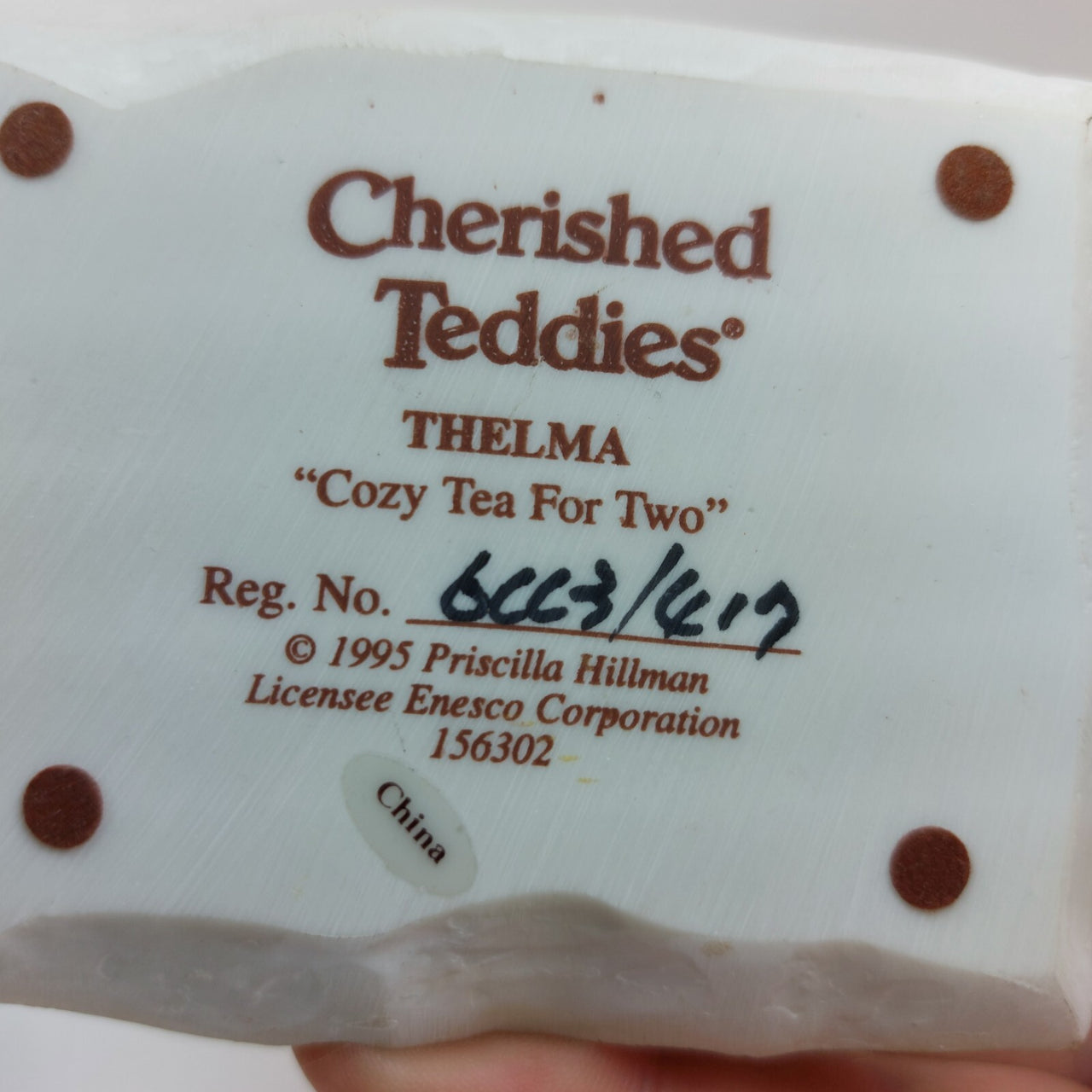 1995 Cherished Teddies Boxed Gift Violet Bloom Blessings 156280 Bear Flowers9