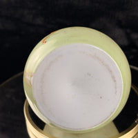 Thumbnail for Antique Cherub Porcelain Vase Hand Decorated Putti Scene Gold Green Gilt decor10
