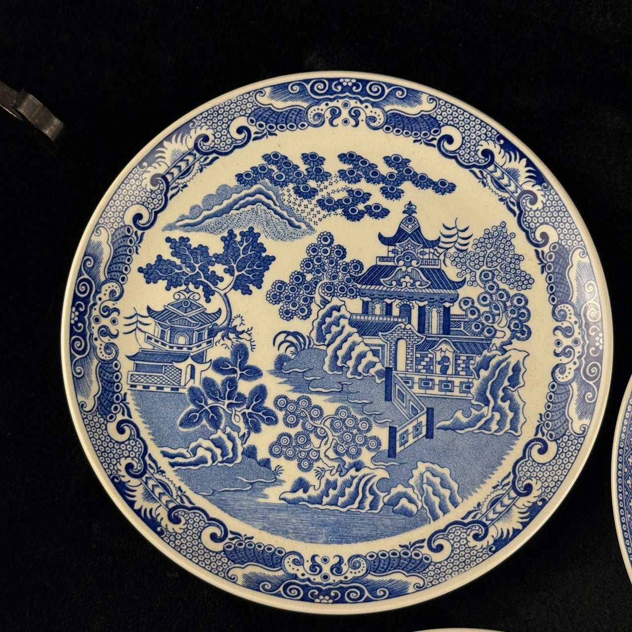 Spode Mint Danbury Willow Pattern Plates x3 – Blue & White Collector antique Set5