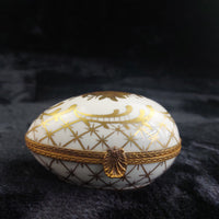 Thumbnail for Porcelaine de France Gold Floral Egg Trinket Box Decor 4