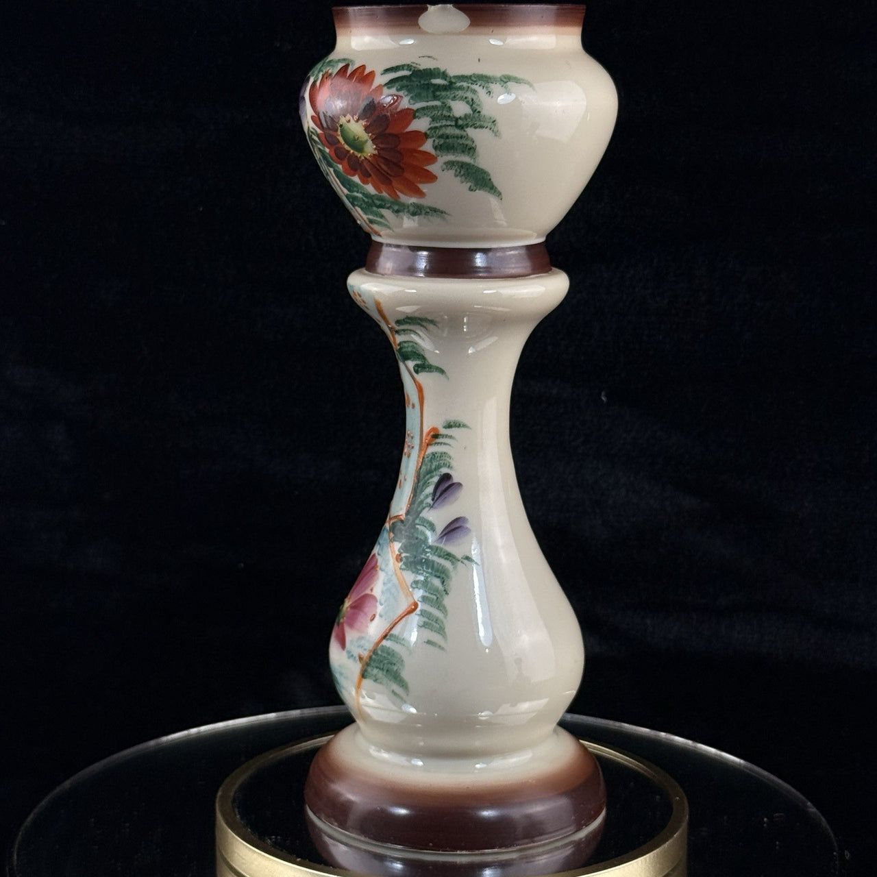 Milk Bohemian Glass Antique Vase 12” Floral Victorian Urn Form decor see pics10