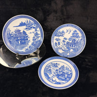 Thumbnail for Spode Mint Danbury Willow Pattern Plates x3 Temple Landscape antique Blue White2