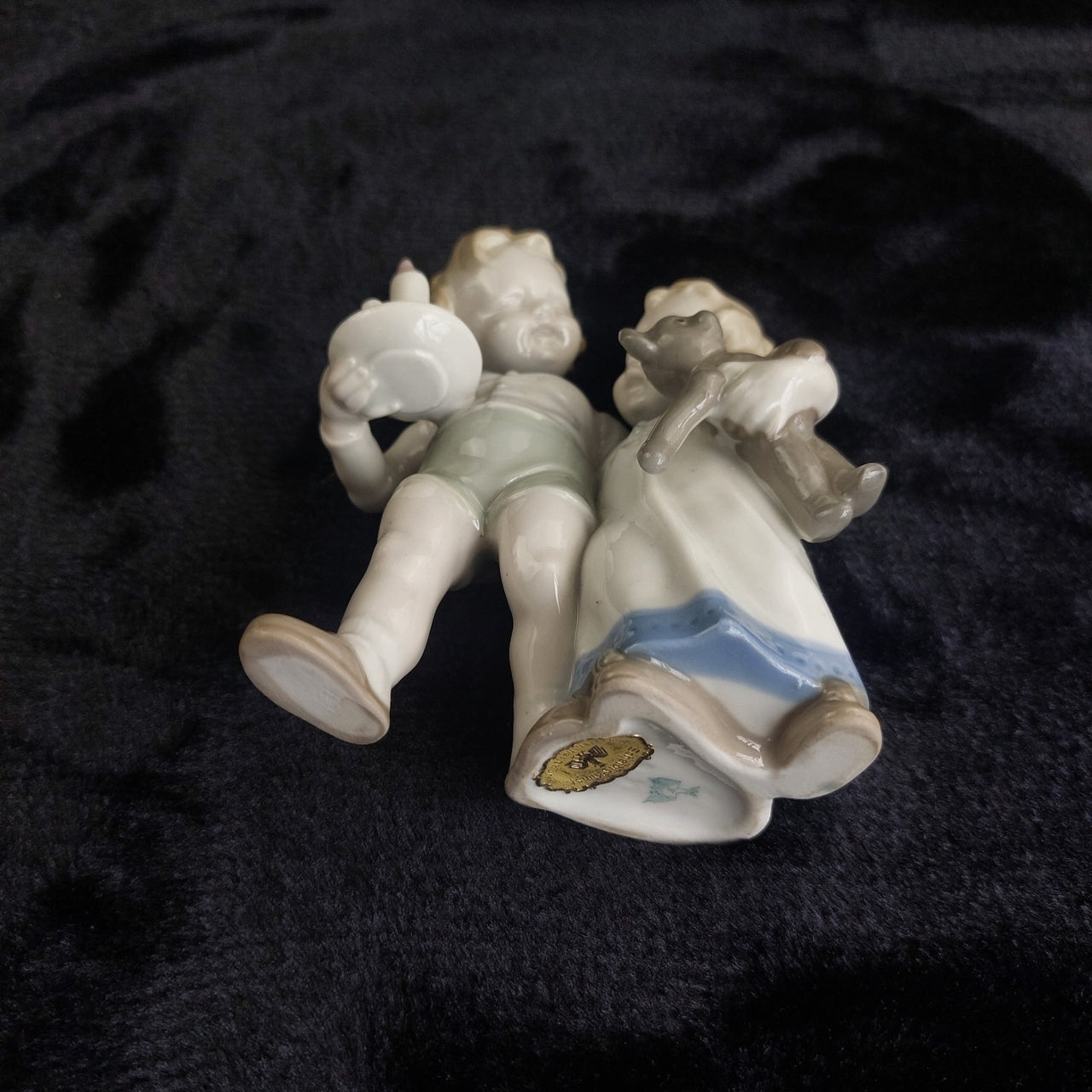 Scheidig Kunst Porcelain Children Candle Bear Figurine Germany 1940s Vintage9