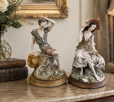 Giuseppe Armani Figurine Couple repaired Flower & Arm Rustic 30cm Resin Italian.0