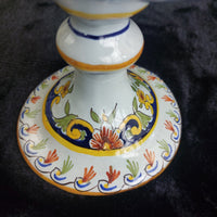 Thumbnail for Antique Italian Faience Majolica Candle Holder Hand Painted Coat of Arms Floral13