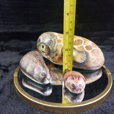 Rare M. Leadbetter 197880 Painted Stone Animals Seal, Wood Mouse, Harvest Mouse1