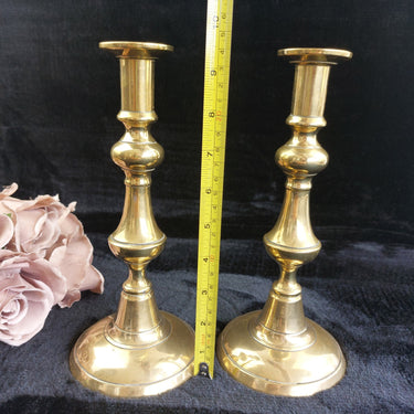 Elegant Design Antique Solid Brass Pair 9.5" Tapered Candlestick Holders 0